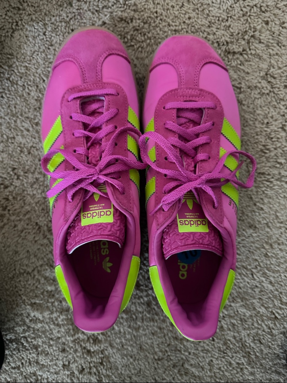 adidas Hot Pink Sneakers with Neon Green Stripes